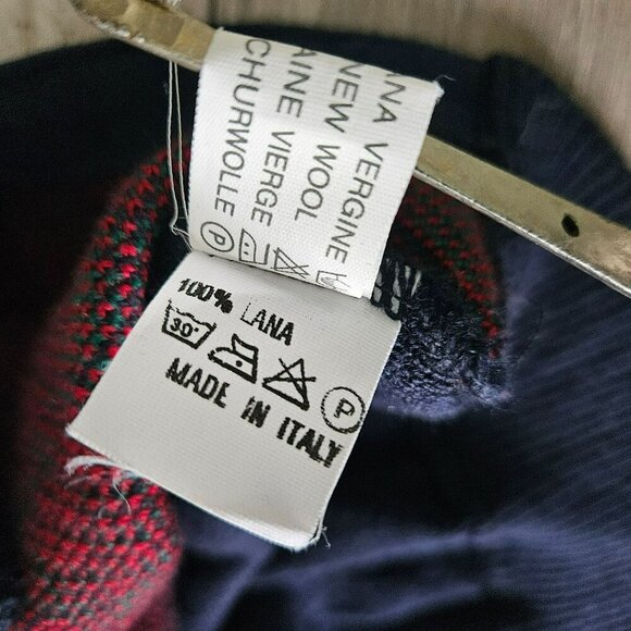 Mens Ferrante Plaid 100% Wool Button Cardigan Vest Made In Italy Chest Size 45 - Picture 7 of 11
